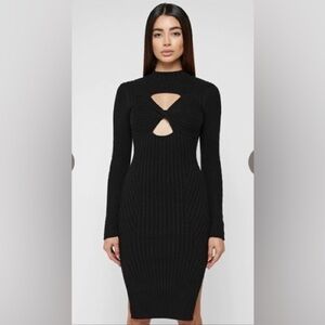 Black Ribbed Knit Dress